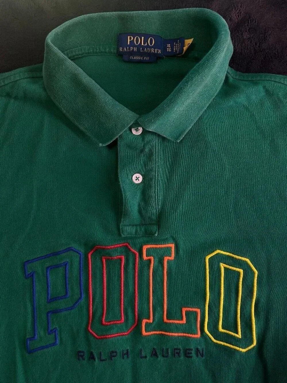 Polo Ralph Lauren Classic Fit Polo Shirt XL Green Big Logo Multicolor